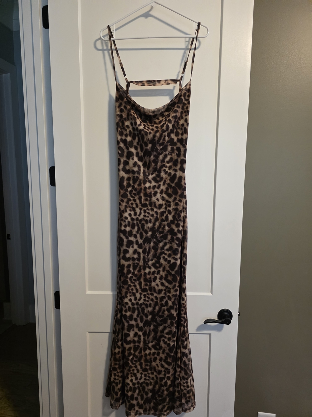 SHEIN Leopard Print Maxi Slip Dress - Brown